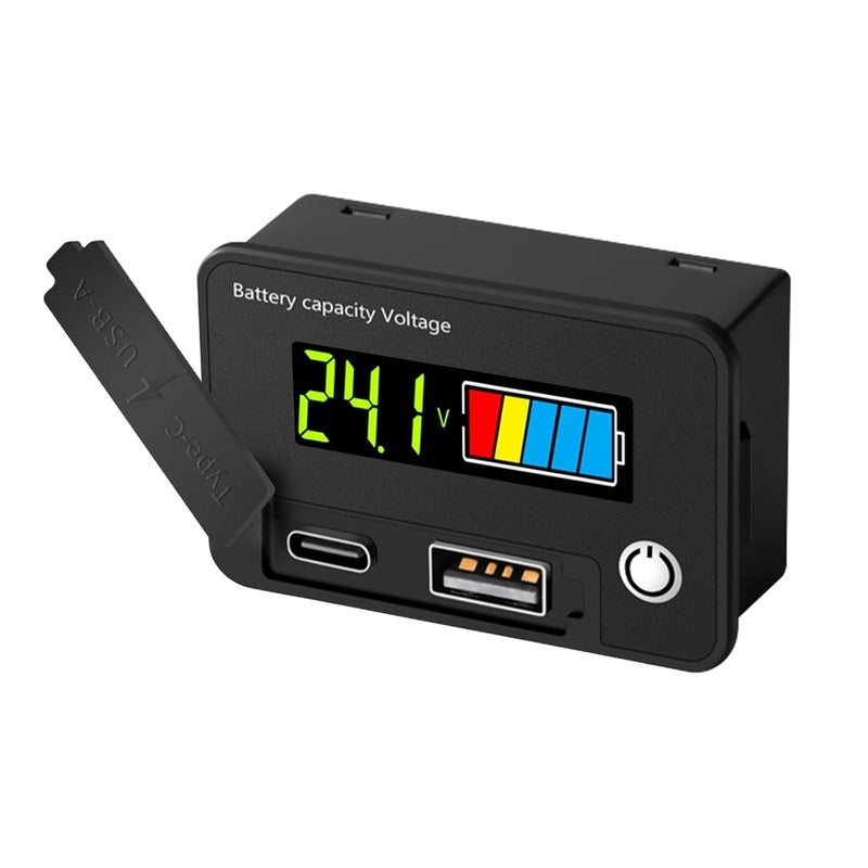 Linkstyle Battery Voltage Meter, DC 12V Voltmeter with Battery Monitor Capacity Tester USB Outlet, Digital Display Voltage Gauge Replacement - Image 1